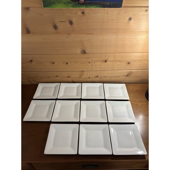 Plates Set of 11 Crate & Barrel Square 6X6” Flared White Appetizer Dessert Dish - Picture 8 of 8